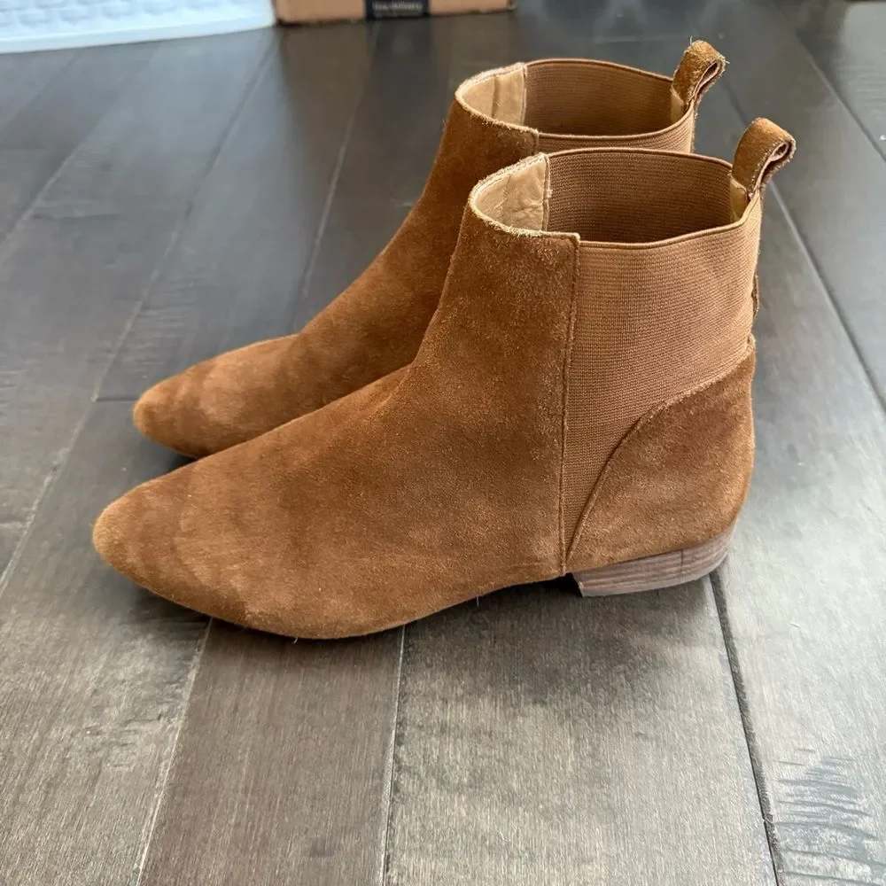 Lucky Brand Gleldo Leather Suede Ankle Boots Booties 9 Brown